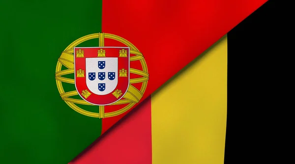 ポルトガルとベルギーの2つの州旗 高品質のビジネス背景 3Dイラスト — ストック写真