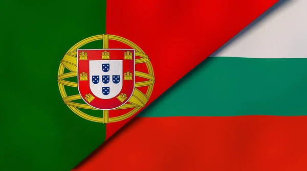 Portekiz Bulgaristan Iki Bayrağı Kaliteli Bir Geçmişi Illüstrasyon — Stok fotoğraf