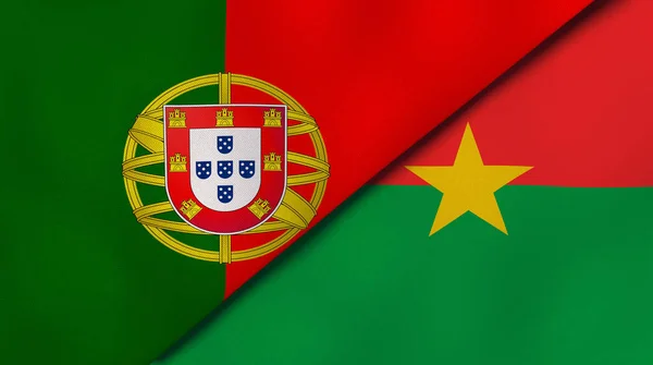 Dos Estados Banderas Portugal Burkina Faso Fondo Negocio Alta Calidad — Foto de Stock