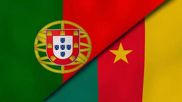 Dos Estados Banderas Portugal Camerún Fondo Negocio Alta Calidad Ilustración — Foto de Stock