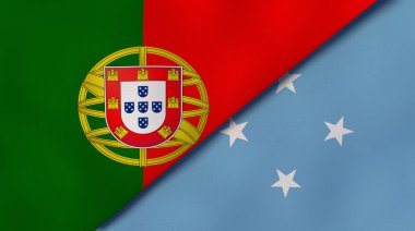 Portekiz ve Mikronezya 'nın iki bayrağı. Kaliteli bir iş geçmişi. 3d illüstrasyon