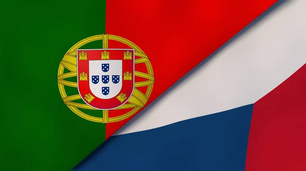 Dos Estados Banderas Portugal República Checa Fondo Negocio Alta Calidad — Foto de Stock