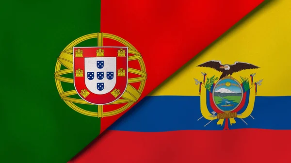 Dos Estados Banderas Portugal Ecuador Fondo Negocio Alta Calidad Ilustración — Foto de Stock