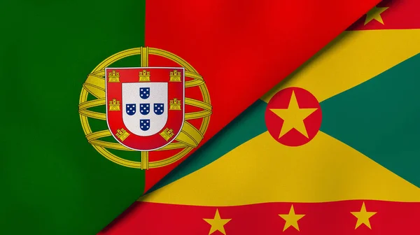 Dos Estados Banderas Portugal Granada Fondo Negocio Alta Calidad Ilustración — Foto de Stock