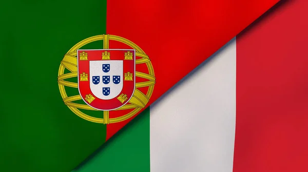 ポルトガルとイタリアの2つの州旗 高品質のビジネス背景 3Dイラスト — ストック写真
