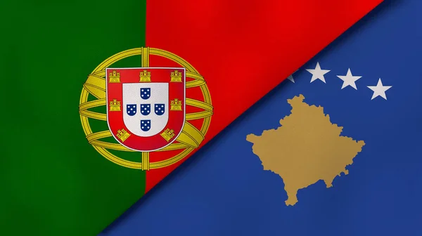 Dos Estados Banderas Portugal Kosovo Fondo Negocio Alta Calidad Ilustración — Foto de Stock