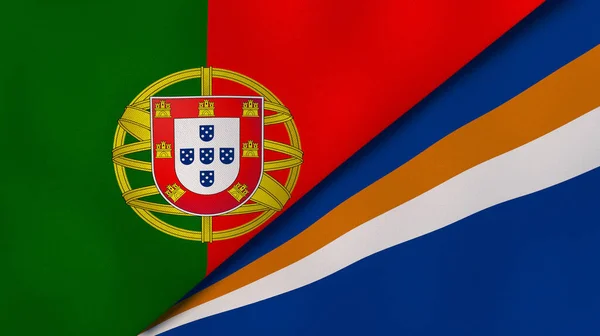 Dos Estados Banderas Portugal Las Islas Marshall Fondo Negocio Alta — Foto de Stock