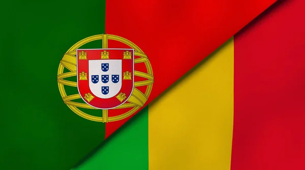 ポルトガルとマリの2つの州旗 高品質のビジネス背景 3Dイラスト — ストック写真