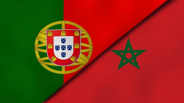 Två Flaggstater Portugal Och Marocko Hög Kvalitet Affärsbakgrund Illustration — Stockfoto