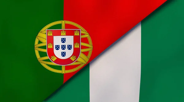 ポルトガルとナイジェリアの2つの州旗 高品質のビジネス背景 3Dイラスト — ストック写真
