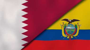 Katar ve Ekvador 'un iki bayrağı. Kaliteli bir iş geçmişi. 3d illüstrasyon