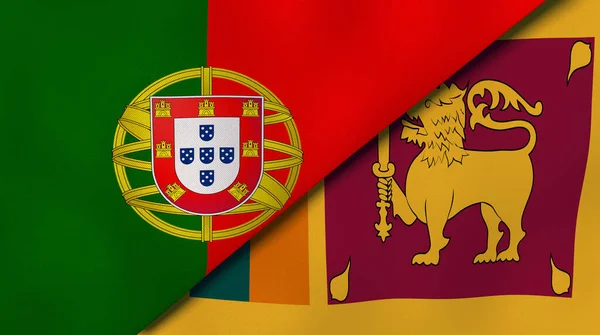 Dos Estados Banderas Portugal Sri Lanka Fondo Negocio Alta Calidad — Foto de Stock
