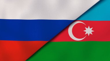 Rusya ve Azerbaycan 'ın iki bayrağı. Kaliteli bir iş geçmişi. 3d illüstrasyon