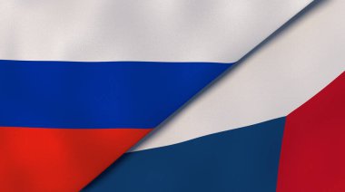 Rusya ve Çek Cumhuriyeti 'nin iki bayrağı. Kaliteli bir iş geçmişi. 3d illüstrasyon