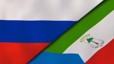 Rusya ve Ekvator Ginesi 'nin iki bayrağı. Kaliteli bir iş geçmişi. 3d illüstrasyon