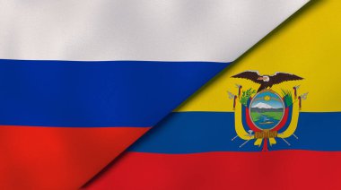 Two states flags of Russia and Ecuador. High quality business background. 3d illustration clipart