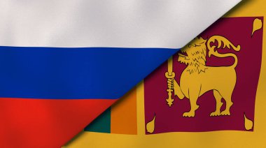 Rusya ve Sri Lanka 'nın iki bayrağı. Kaliteli bir iş geçmişi. 3d illüstrasyon