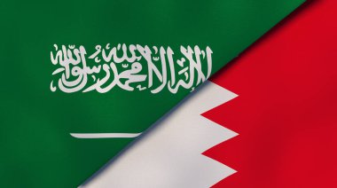 İki Suudi Arabistan ve Bahreyn bayrağı. Kaliteli bir iş geçmişi. 3d illüstrasyon