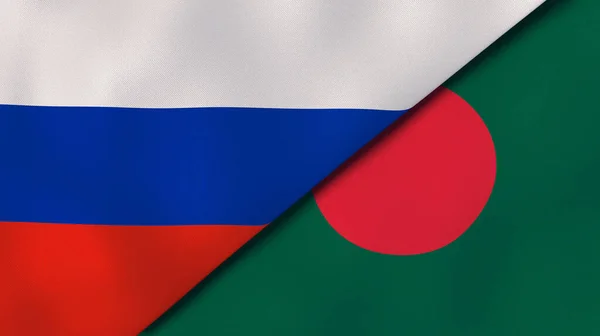 俄罗斯和孟加拉国的两个国家的国旗 高质量的商业背景 3D说明 — 图库照片
