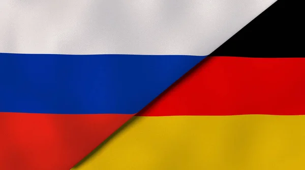 Δύο Κράτη Σημαίες Της Ρωσίας Και Της Γερμανίας Επαγγελματικό Υπόβαθρο — Φωτογραφία Αρχείου