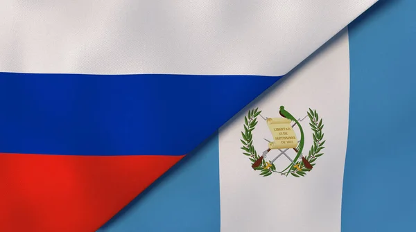 ロシアとグアテマラの2つの州旗 高品質のビジネス背景 3Dイラスト — ストック写真