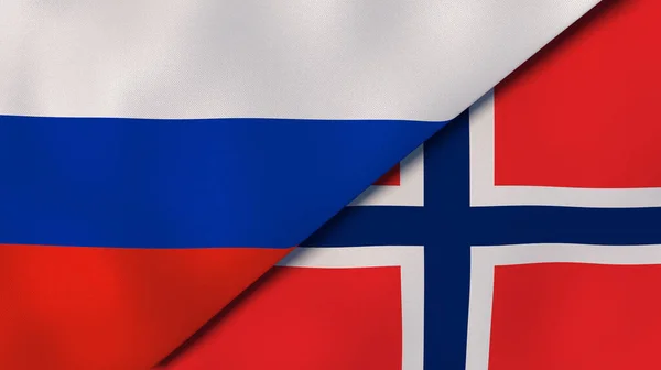 Two States Flags Russia Norway High Quality Business Background Illustration — Stock Photo, Image