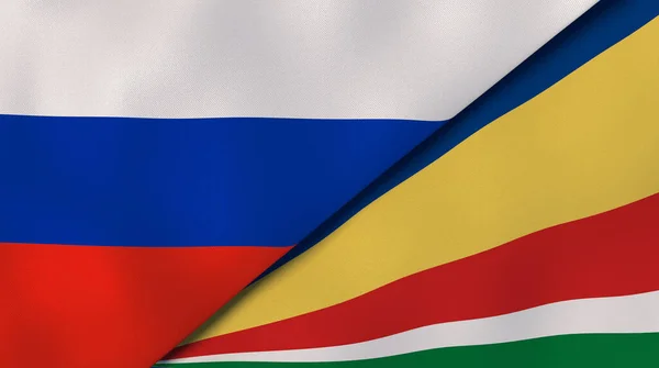 Deux États Drapeaux Russie Des Seychelles Une Expérience Professionnelle Haute — Photo