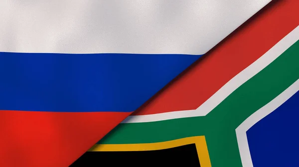 Två Stater Flaggar Ryssland Och Sydafrika Hög Kvalitet Affärsbakgrund Illustration — Stockfoto