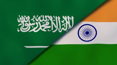 Suudi Arabistan ve Hindistan 'ın iki bayrağı. Kaliteli bir iş geçmişi. 3d illüstrasyon