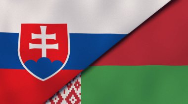 Slovakya ve Belarus 'un iki bayrağı. Kaliteli bir iş geçmişi. 3d illüstrasyon