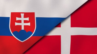 Slovakya ve Danimarka 'nın iki bayrağı. Kaliteli bir iş geçmişi. 3d illüstrasyon