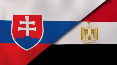 Slovakya ve Mısır 'ın iki bayrağı. Kaliteli bir iş geçmişi. 3d illüstrasyon