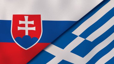 Slovakya ve Yunanistan 'ın iki bayrağı. Kaliteli bir iş geçmişi. 3d illüstrasyon