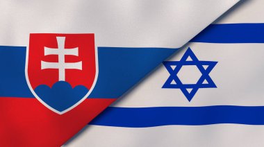Slovakya ve İsrail 'in iki bayrağı. Kaliteli bir iş geçmişi. 3d illüstrasyon