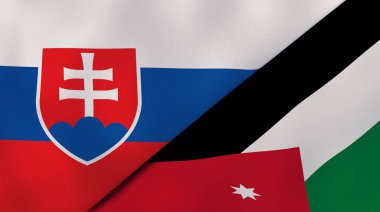 Slovakya ve Ürdün 'ün iki bayrağı. Kaliteli bir iş geçmişi. 3d illüstrasyon
