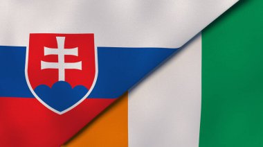 Slovakya ve Fildişi Sahili 'nin iki bayrağı. Kaliteli bir iş geçmişi. 3d illüstrasyon
