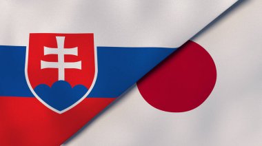 Slovakya ve Japonya 'nın iki bayrağı. Kaliteli bir iş geçmişi. 3d illüstrasyon