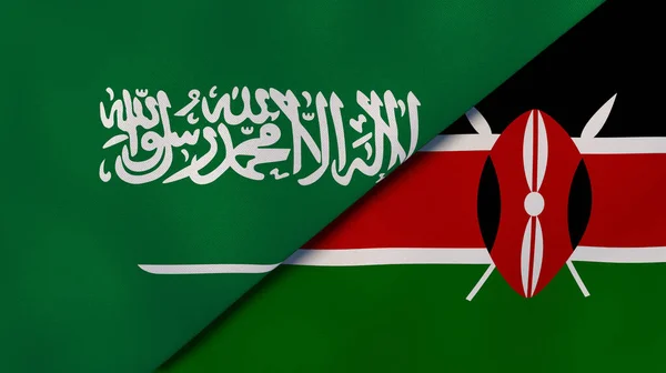 Två Stater Flaggar Saudiarabien Och Kenya Hög Kvalitet Affärsbakgrund Illustration — Stockfoto