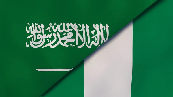 サウジアラビアとナイジェリアの2つの州旗 高品質のビジネス背景 3Dイラスト — ストック写真