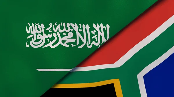 Två Stater Flaggar Saudiarabien Och Sydafrika Hög Kvalitet Affärsbakgrund Illustration — Stockfoto
