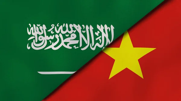 Δύο Πολιτείες Σημαίες Της Σαουδικής Αραβίας Και Του Βιετνάμ Επαγγελματικό — Φωτογραφία Αρχείου