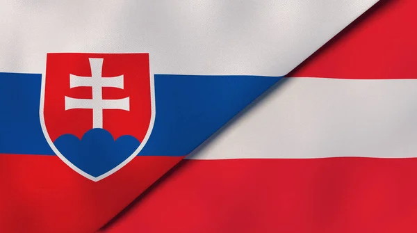 Två Stater Flaggar Slovakien Och Österrike Hög Kvalitet Affärsbakgrund Illustration — Stockfoto