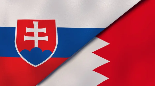 Zwei Staaten Flaggen Der Slowakei Und Bahrain Hochwertiger Geschäftlicher Hintergrund — Stockfoto