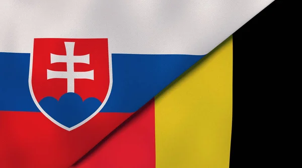 Державні Прапори Словаччини Бельгії Високоякісне Ділове Минуле Ілюстрація — стокове фото