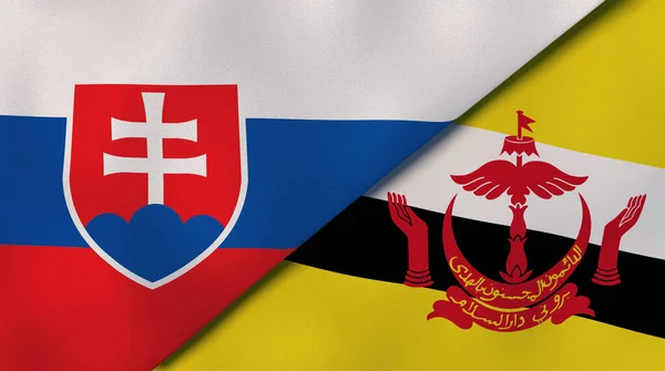Zwei Staaten Flaggen Der Slowakei Und Brunei Hochwertiger Geschäftlicher Hintergrund — Stockfoto
