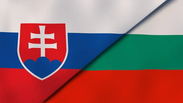 Державні Прапори Словаччини Болгарії Високоякісне Ділове Минуле Ілюстрація — стокове фото