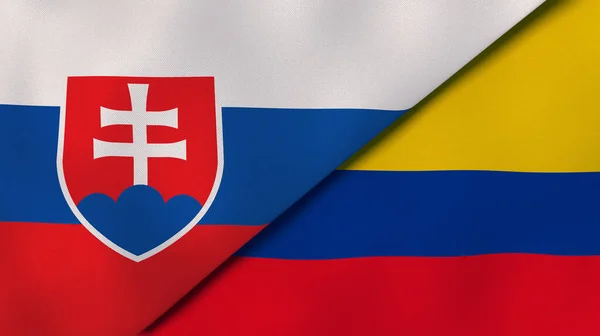Dwa Państwa Bandery Słowacji Kolumbii Wysokiej Jakości Doświadczenie Biznesowe Ilustracja — Zdjęcie stockowe