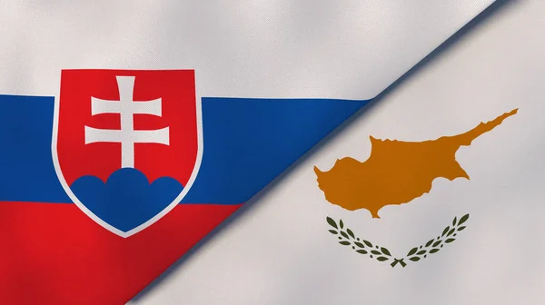 Zwei Staaten Flaggen Der Slowakei Und Zypern Hochwertiger Geschäftlicher Hintergrund — Stockfoto