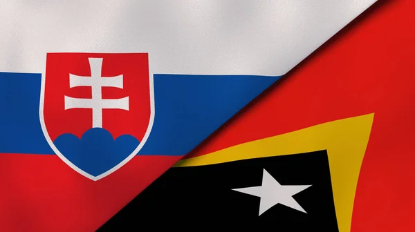 Державні Прапори Словаччини Східного Тимору Високоякісне Ділове Минуле Ілюстрація — стокове фото