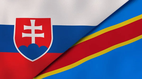 Державні Прапори Словаччини Конго Високоякісне Ділове Минуле Ілюстрація — стокове фото